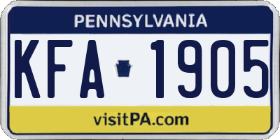 PA license plate KFA1905