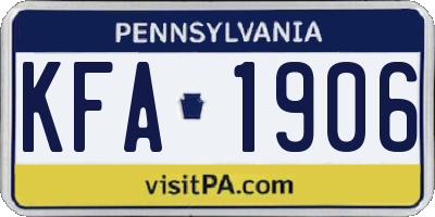 PA license plate KFA1906