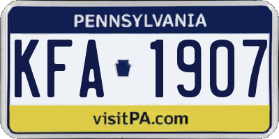 PA license plate KFA1907