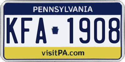 PA license plate KFA1908
