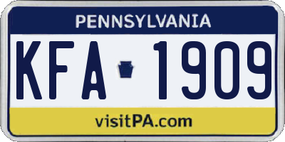 PA license plate KFA1909