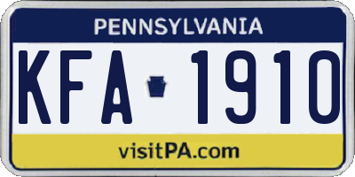 PA license plate KFA1910
