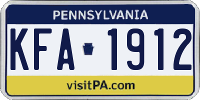 PA license plate KFA1912