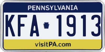 PA license plate KFA1913