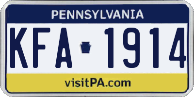 PA license plate KFA1914
