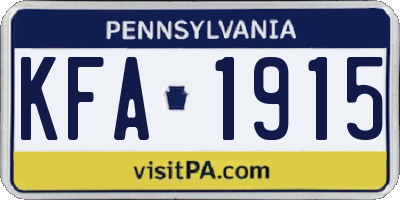 PA license plate KFA1915