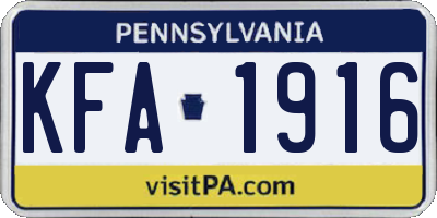 PA license plate KFA1916