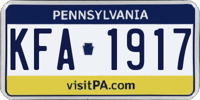 PA license plate KFA1917
