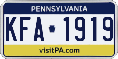PA license plate KFA1919