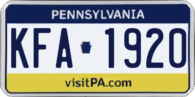 PA license plate KFA1920