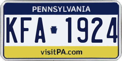 PA license plate KFA1924
