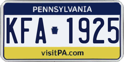 PA license plate KFA1925