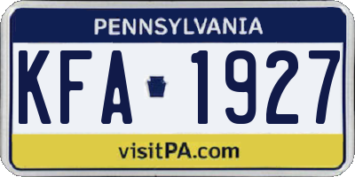 PA license plate KFA1927