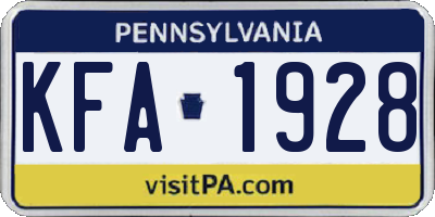 PA license plate KFA1928