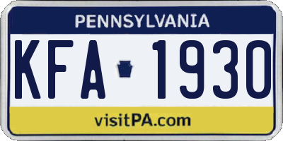 PA license plate KFA1930