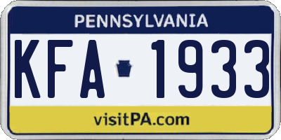 PA license plate KFA1933