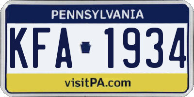 PA license plate KFA1934