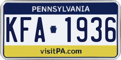 PA license plate KFA1936