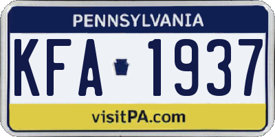 PA license plate KFA1937