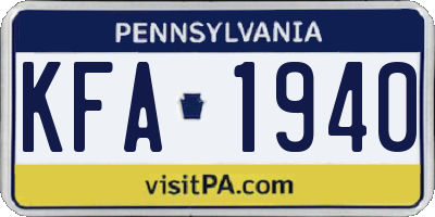 PA license plate KFA1940