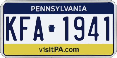 PA license plate KFA1941