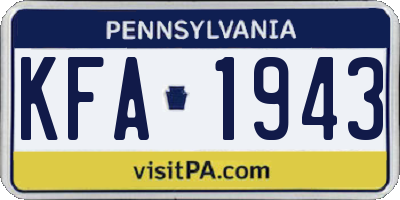PA license plate KFA1943