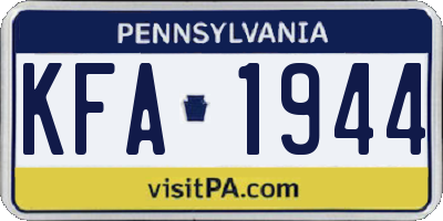 PA license plate KFA1944