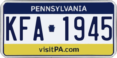 PA license plate KFA1945