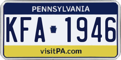 PA license plate KFA1946