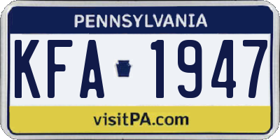 PA license plate KFA1947