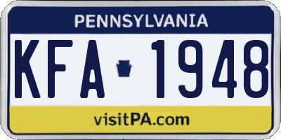 PA license plate KFA1948