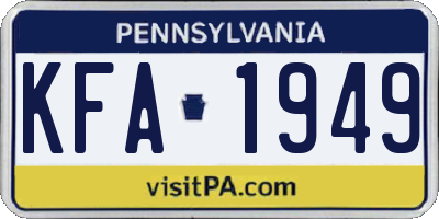 PA license plate KFA1949