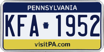 PA license plate KFA1952