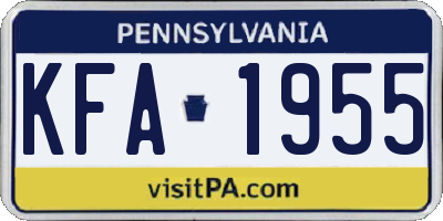 PA license plate KFA1955