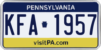 PA license plate KFA1957