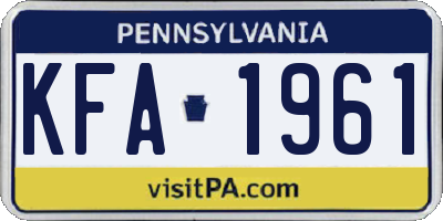 PA license plate KFA1961