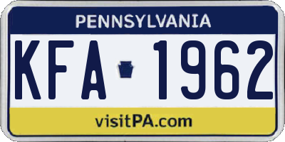 PA license plate KFA1962