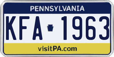 PA license plate KFA1963