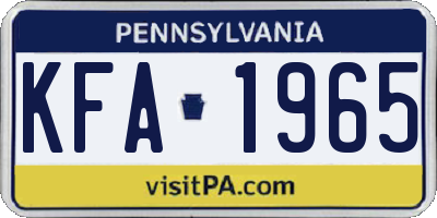 PA license plate KFA1965