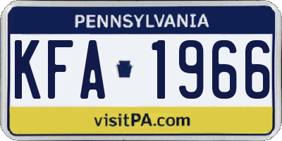 PA license plate KFA1966
