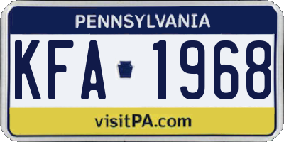 PA license plate KFA1968