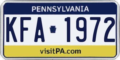 PA license plate KFA1972
