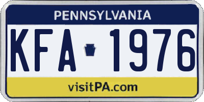 PA license plate KFA1976