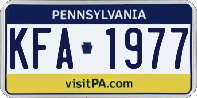 PA license plate KFA1977