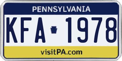 PA license plate KFA1978