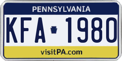 PA license plate KFA1980