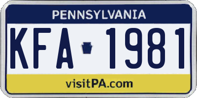 PA license plate KFA1981