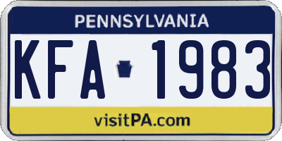 PA license plate KFA1983