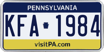 PA license plate KFA1984