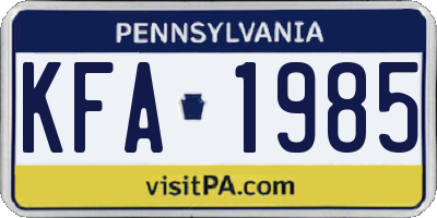PA license plate KFA1985